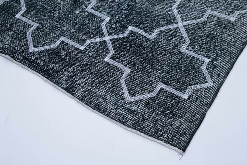 Geometric Carpet Siyah Geometrik Pamuk Yün El Dokuma Halısı 135x412 Agacan