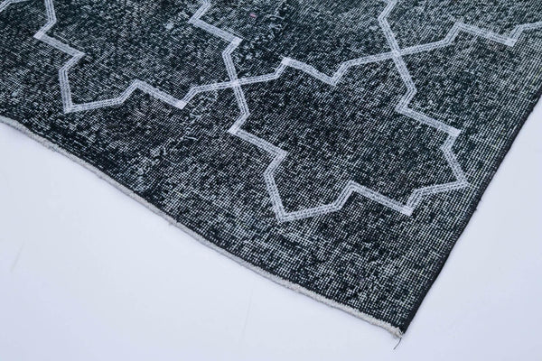 Geometric Carpet Siyah Geometrik Pamuk Yün El Dokuma Halısı 135x412 Agacan