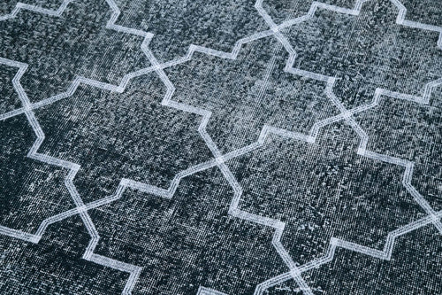 Geometric Carpet Siyah Geometrik Pamuk Yün El Dokuma Halısı 135x412 Agacan