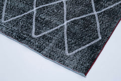 Geometric Carpet Siyah Geometrik Pamuk Yün El Dokuma Halısı 142x415 Agacan