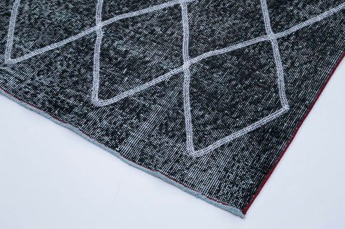 Geometric Carpet Siyah Geometrik Pamuk Yün El Dokuma Halısı 142x415 Agacan