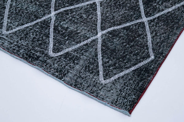 Geometric Carpet Siyah Geometrik Pamuk Yün El Dokuma Halısı 142x415 Agacan