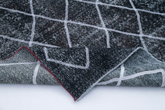 Geometric Carpet Siyah Geometrik Pamuk Yün El Dokuma Halısı 142x415 Agacan