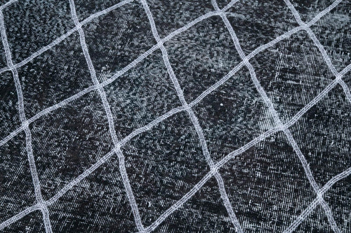 Geometric Carpet Siyah Geometrik Pamuk Yün El Dokuma Halısı 142x415 Agacan