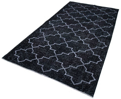 Geometric Carpet Siyah Geometrik Pamuk Yün El Dokuma Halısı 159x295 Agacan