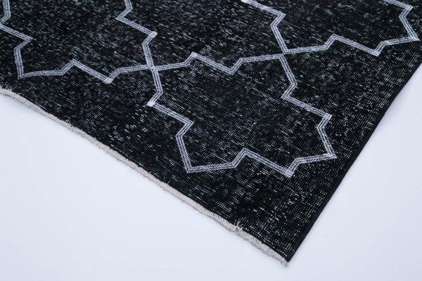 Geometric Carpet Siyah Geometrik Pamuk Yün El Dokuma Halısı 159x295 Agacan