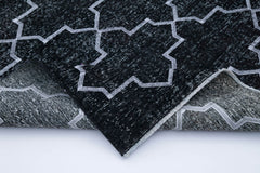 Geometric Carpet Siyah Geometrik Pamuk Yün El Dokuma Halısı 159x295 Agacan
