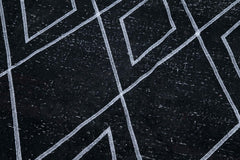 Geometric Carpet Siyah Geometrik Pamuk Yün El Dokuma Halısı 152x331 Agacan