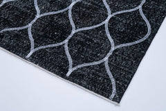 Geometric Carpet Siyah Geometrik Pamuk Yün El Dokuma Halısı 148x385 Agacan