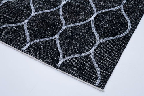 Geometric Carpet Siyah Geometrik Pamuk Yün El Dokuma Halısı 148x385 Agacan