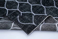 Geometric Carpet Siyah Geometrik Pamuk Yün El Dokuma Halısı 148x385 Agacan