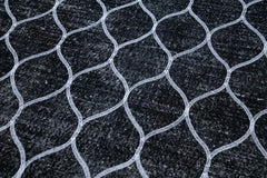 Geometric Carpet Siyah Geometrik Pamuk Yün El Dokuma Halısı 148x385 Agacan