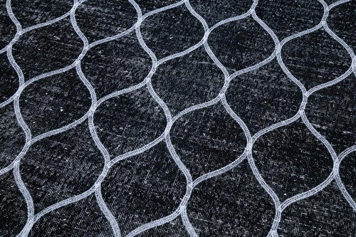 Geometric Carpet Siyah Geometrik Pamuk Yün El Dokuma Halısı 148x385 Agacan