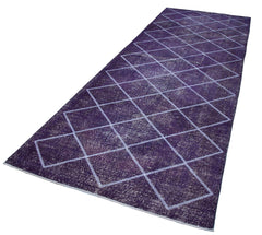 Geometric Carpet Mor Geometrik Pamuk Yün El Dokuma Halısı 143x390 Agacan