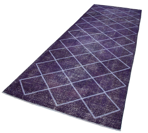 Geometric Carpet Mor Geometrik Pamuk Yün El Dokuma Halısı 143x390 Agacan