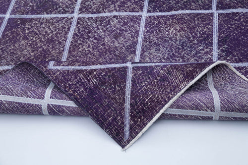 Geometric Carpet Mor Geometrik Pamuk Yün El Dokuma Halısı 143x390 Agacan