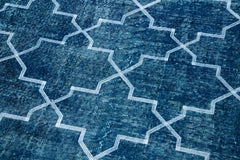 Geometric Carpet Turkuaz Geometrik Pamuk Yün El Dokuma Halısı 144x380 Agacan