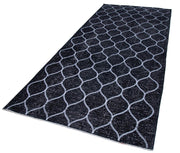 Geometric Carpet Siyah Geometrik Pamuk Yün El Dokuma Halısı 152x342 Agacan