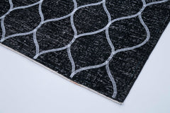 Geometric Carpet Siyah Geometrik Pamuk Yün El Dokuma Halısı 152x342 Agacan