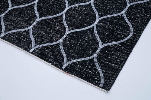 Geometric Carpet Siyah Geometrik Pamuk Yün El Dokuma Halısı 152x342 Agacan