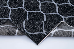 Geometric Carpet Siyah Geometrik Pamuk Yün El Dokuma Halısı 152x342 Agacan