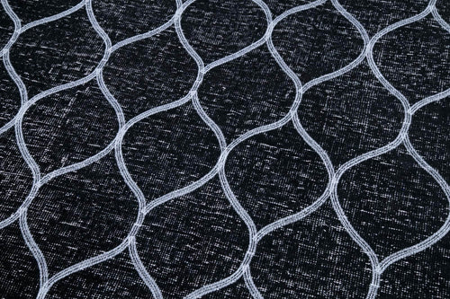 Geometric Carpet Siyah Geometrik Pamuk Yün El Dokuma Halısı 152x342 Agacan