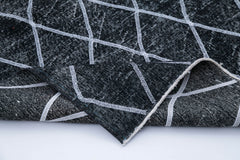 Geometric Carpet Siyah Geometrik Pamuk Yün El Dokuma Halısı 143x395 Agacan