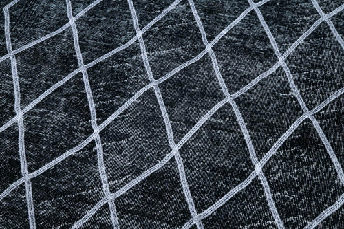 Geometric Carpet Siyah Geometrik Pamuk Yün El Dokuma Halısı 143x395 Agacan