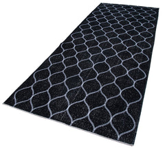 Geometric Carpet Siyah Geometrik Pamuk Yün El Dokuma Halısı 146x380 Agacan
