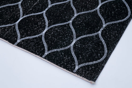 Geometric Carpet Siyah Geometrik Pamuk Yün El Dokuma Halısı 146x380 Agacan