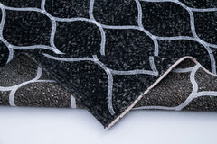 Geometric Carpet Siyah Geometrik Pamuk Yün El Dokuma Halısı 146x380 Agacan