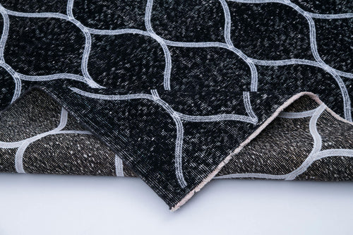 Geometric Carpet Siyah Geometrik Pamuk Yün El Dokuma Halısı 146x380 Agacan