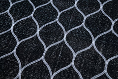 Geometric Carpet Siyah Geometrik Pamuk Yün El Dokuma Halısı 146x380 Agacan