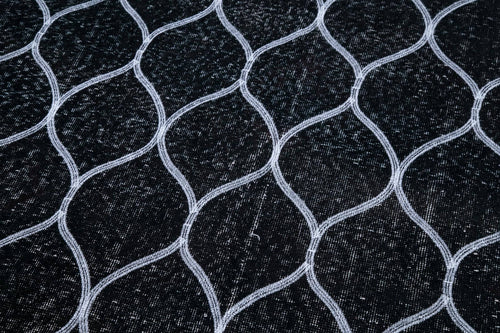 Geometric Carpet Siyah Geometrik Pamuk Yün El Dokuma Halısı 146x380 Agacan