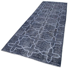 Geometric Carpet Gri Geometrik Pamuk Yün El Dokuma Halısı 136x384 Agacan