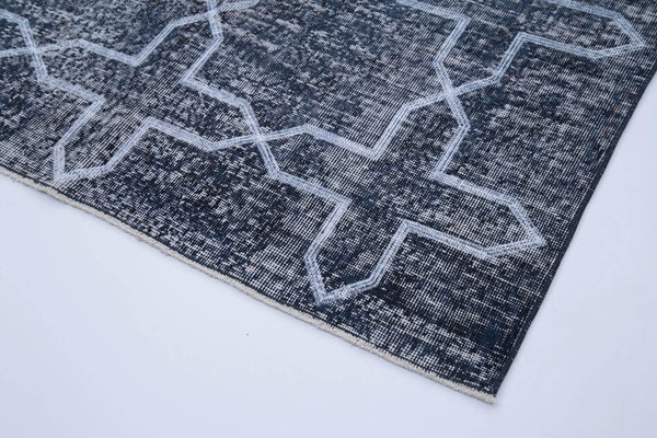 Geometric Carpet Gri Geometrik Pamuk Yün El Dokuma Halısı 136x384 Agacan
