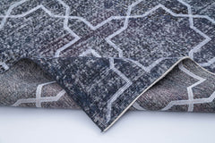 Geometric Carpet Gri Geometrik Pamuk Yün El Dokuma Halısı 136x384 Agacan