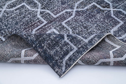 Geometric Carpet Gri Geometrik Pamuk Yün El Dokuma Halısı 136x384 Agacan