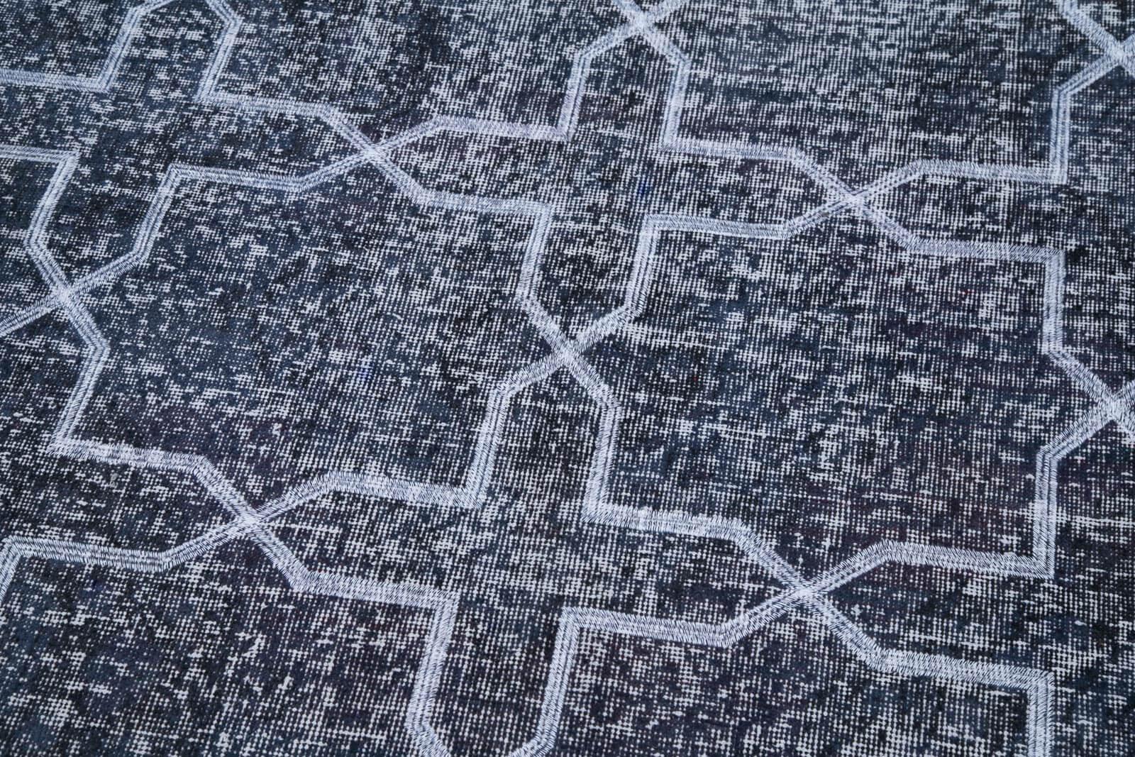 Geometric Carpet Gri Geometrik Pamuk Yün El Dokuma Halısı 136x384 Agacan