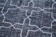 Geometric Carpet Gri Geometrik Pamuk Yün El Dokuma Halısı 136x384 Agacan