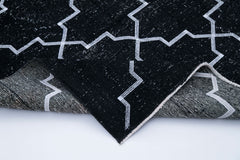 Geometric Carpet Siyah Geometrik Pamuk Yün El Dokuma Halısı 143x386 Agacan