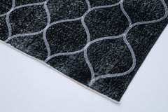 Geometric Carpet Siyah Geometrik Pamuk Yün El Dokuma Halısı 142x360 Agacan