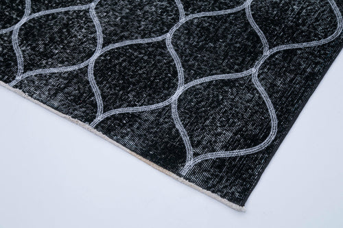 Geometric Carpet Siyah Geometrik Pamuk Yün El Dokuma Halısı 142x360 Agacan