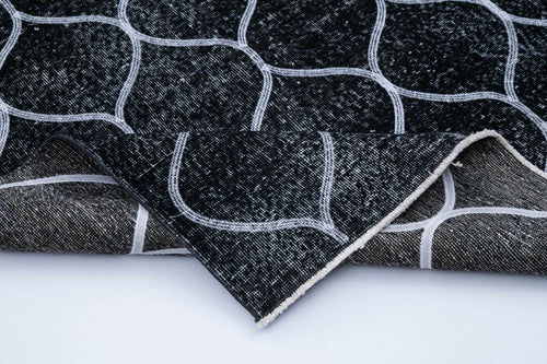 Geometric Carpet Siyah Geometrik Pamuk Yün El Dokuma Halısı 142x360 Agacan