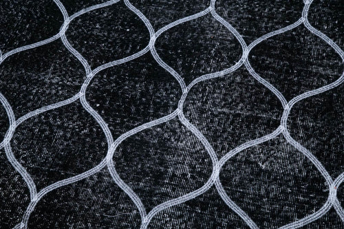 Geometric Carpet Siyah Geometrik Pamuk Yün El Dokuma Halısı 142x360 Agacan