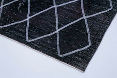 Geometric Carpet Siyah Geometrik Pamuk Yün El Dokuma Halısı 141x368 Agacan