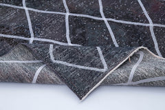 Geometric Carpet Siyah Geometrik Pamuk Yün El Dokuma Halısı 141x368 Agacan