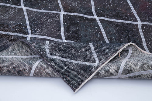 Geometric Carpet Siyah Geometrik Pamuk Yün El Dokuma Halısı 141x368 Agacan