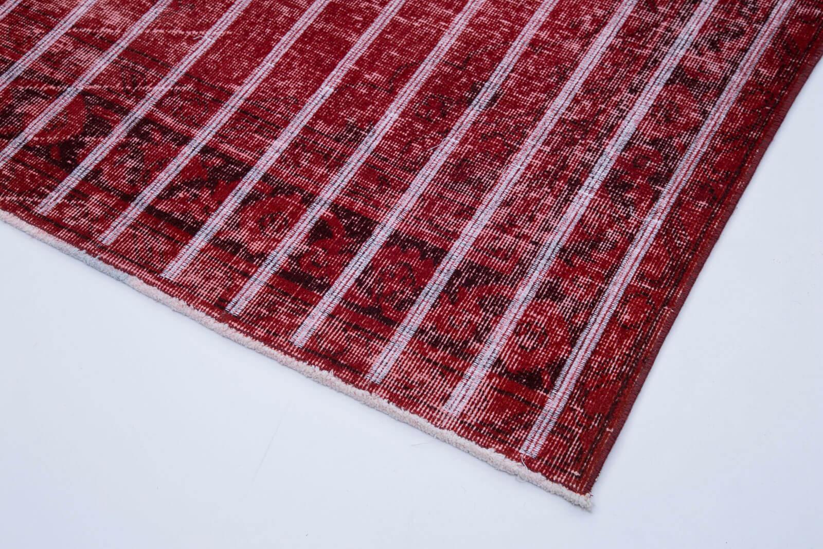 Geometric Carpet Kırmızı Geometrik Pamuk Yün El Dokuma Halısı 140x396 Agacan
