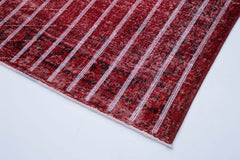 Geometric Carpet Kırmızı Geometrik Pamuk Yün El Dokuma Halısı 140x396 Agacan